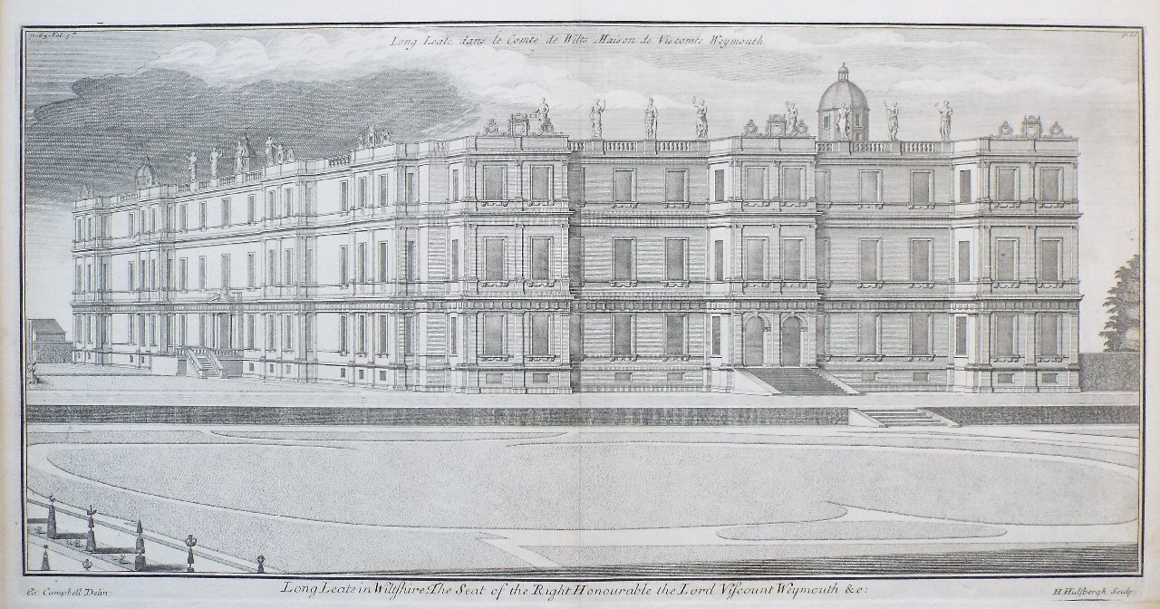 Print - Long Leate in Wiltshire The Seat of the Right Honourable the Lord Viscount Weymouth &c. - Hulsbergh